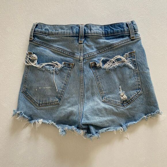 Abercrombie & Fitch High Rise Mom Shorts 26 / 2 Distressed Denim Cutoff Light Wa - Picture 2 of 10